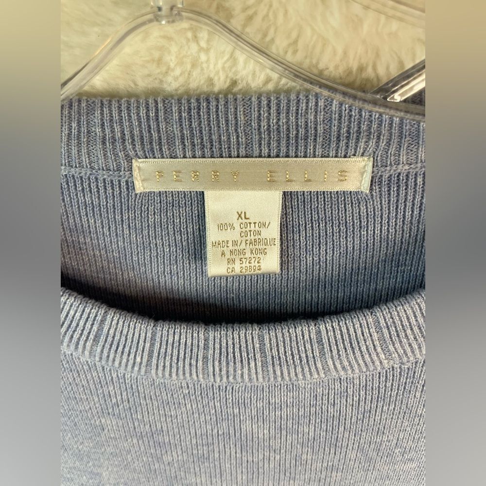 Perry Ellis Men’s Light Blue Crewneck Sweater | 100% Cotton | Size XL